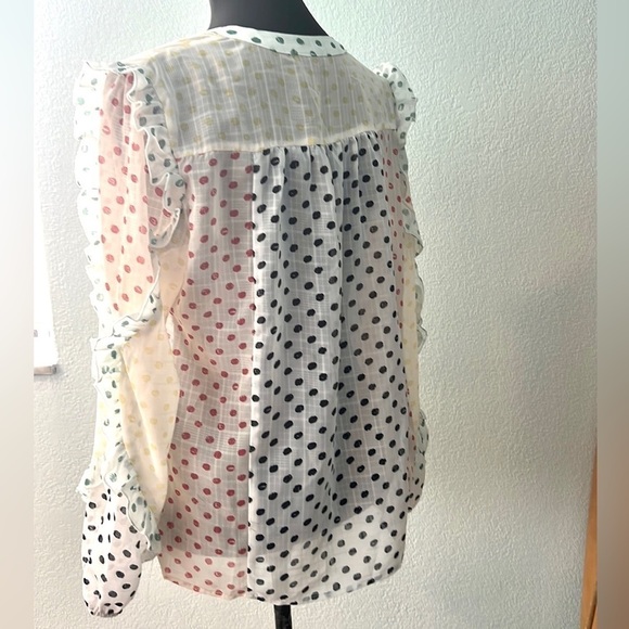 ⭐️Dor Dor Couture, Brilliantly Designed, Multi-Colored Polka Dot Blouse,Size S - Picture 3 of 11
